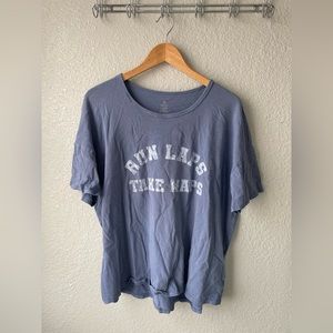 AERIE Run Laps Take Naps Blue Tee